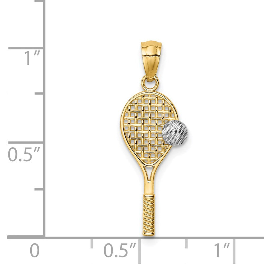 Million Charms 14K Yellow Gold Themed With Rhodium-plated Sports Tennis Pendant