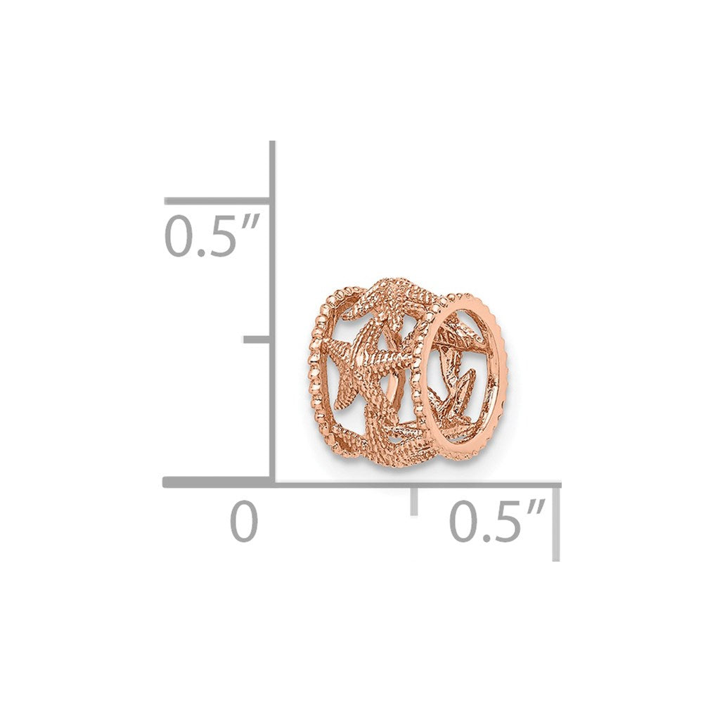 Million Charms 14K Rose Gold Themed Polished Nautical Starfish Slide