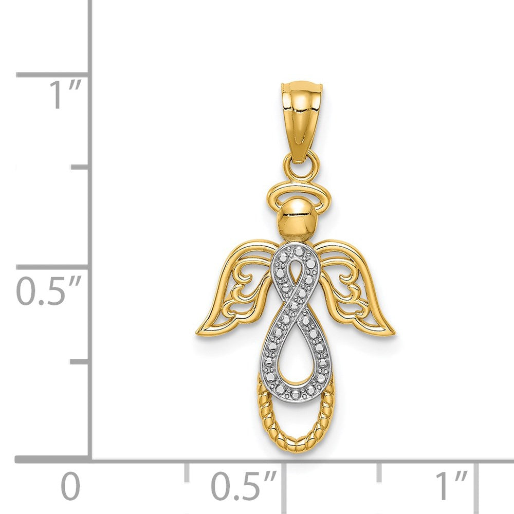 Million Charms 14K Yellow Gold Themed With Rhodium-plated Infinity Angel Pendant