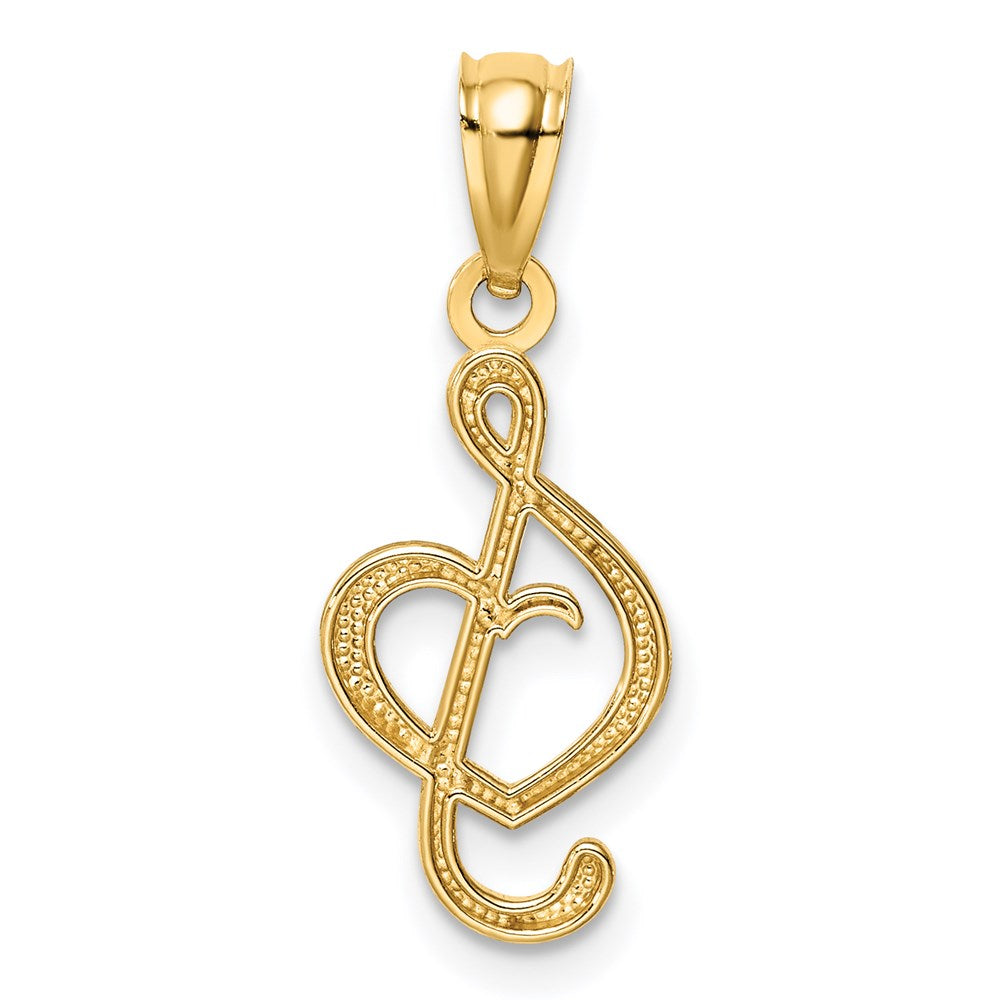 Million Charms 14K Yellow Gold Themed Music Note With Heart Pendant