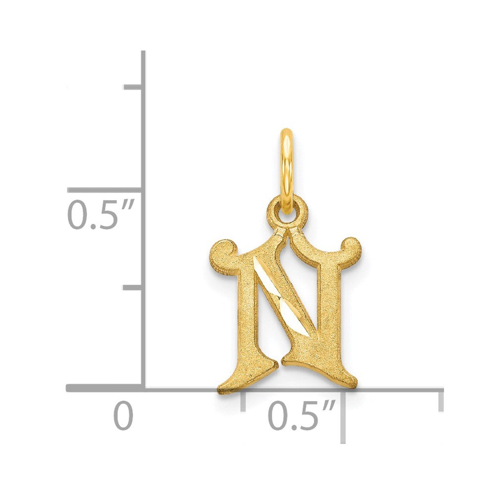 Million Charms 14K Yellow Gold Themed Alphabet Letter Initial N Charm