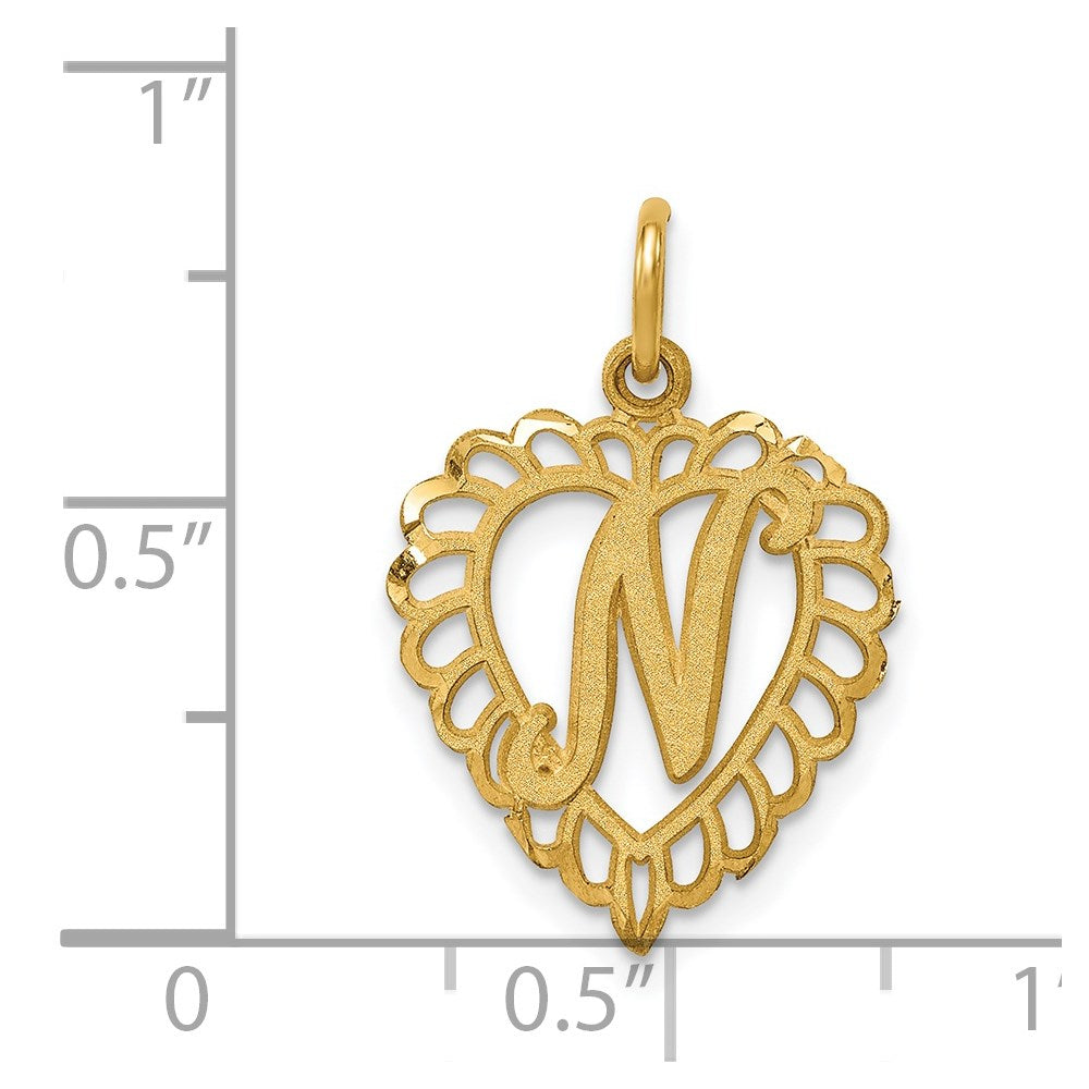Million Charms 14K Yellow Gold Themed Alphabet Letter Initial N Charm