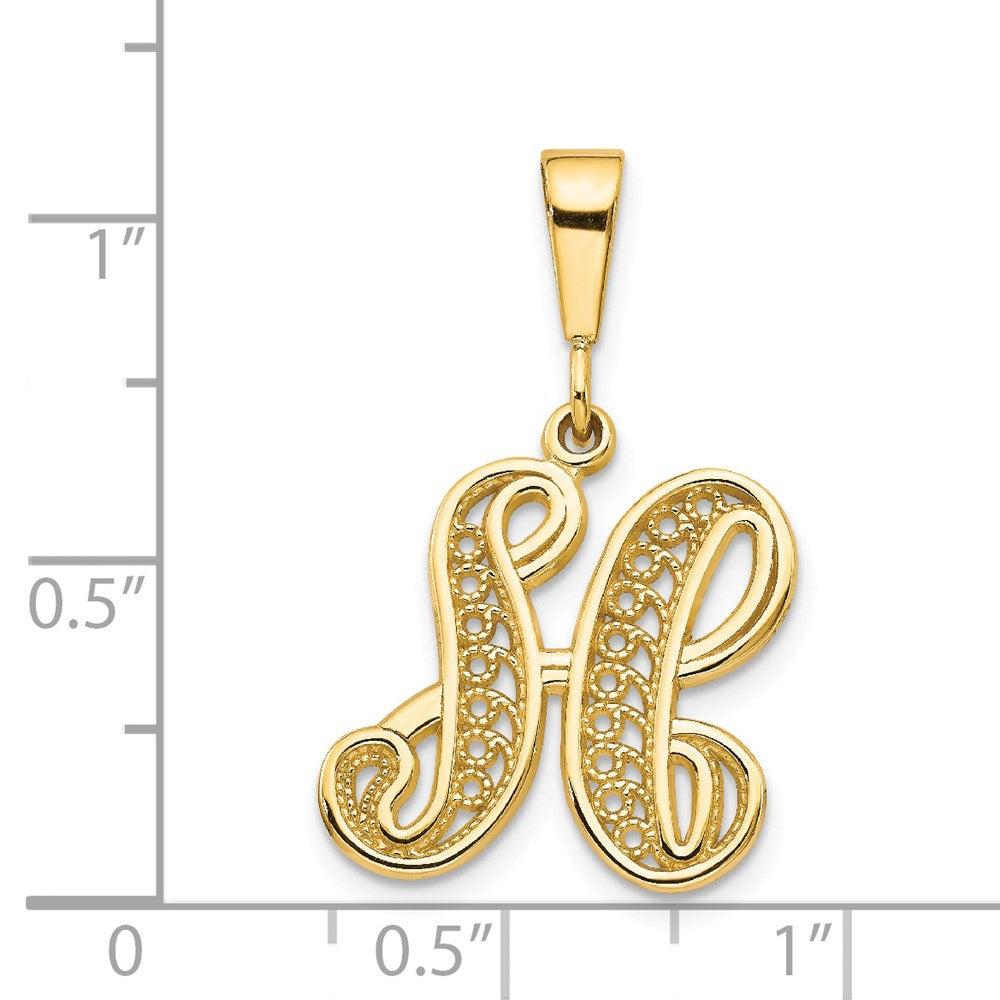 Million Charms 14K Yellow Gold Themed Alphabet Letter Initial H Charm