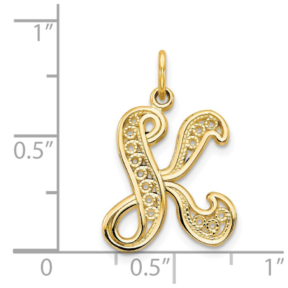 Million Charms 14K Yellow Gold Themed Alphabet Letter Initial K Charm