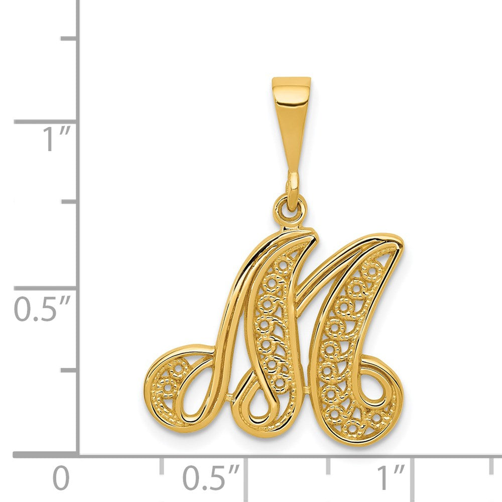 Million Charms 14K Yellow Gold Themed Alphabet Letter Initial M Charm