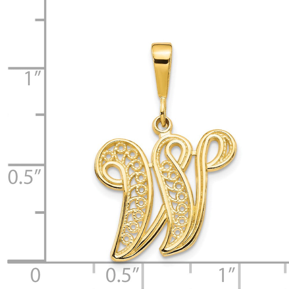 Million Charms 14K Yellow Gold Themed Alphabet Letter Initial W Charm