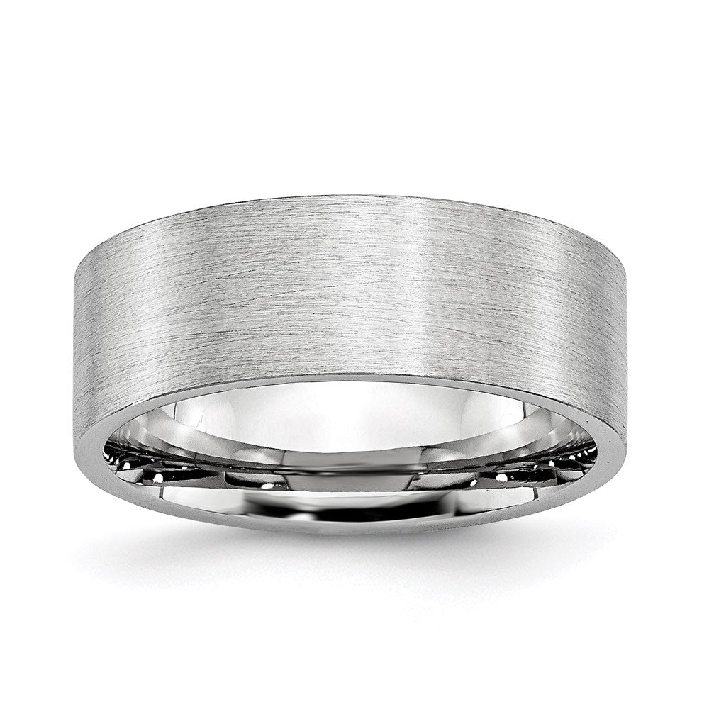 Unisex Fashion Jewelry, Chisel Brand Cobalt Flat Satin 8mm Ring Band