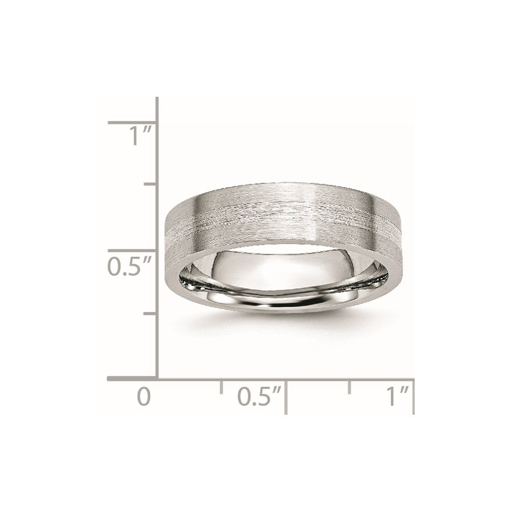 Unisex Fashion Jewelry, Chisel Brand Cobalt Sterling Silver Inlay Satin 6mm Flat Ring Band