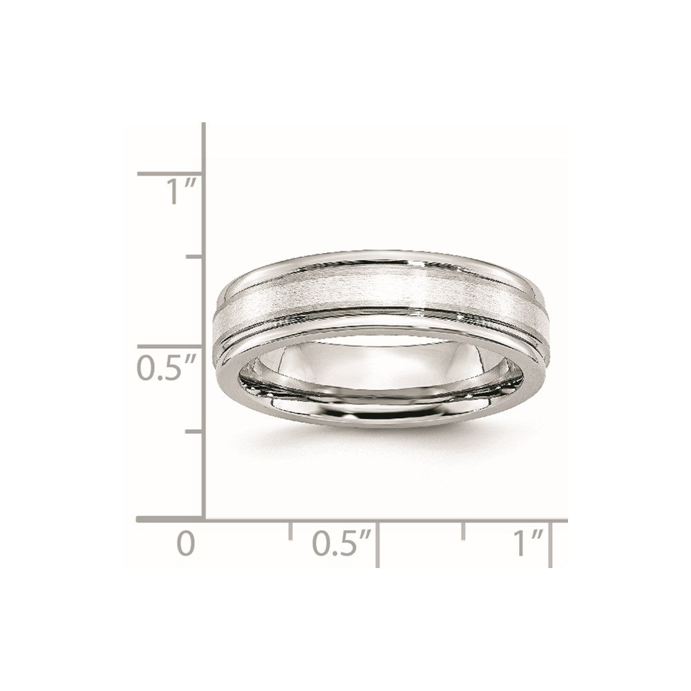 Unisex Fashion Jewelry, Chisel Brand Cobalt Sterling Silver Inlay Satin and Polished 6mm Ring Band