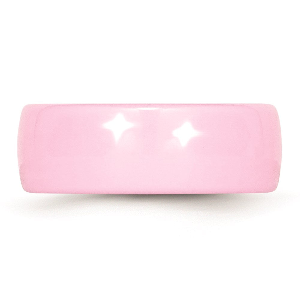 Women's Fashion Jewelry, Chisel Brand Ceramic Pink 8mm Polished Ring Band