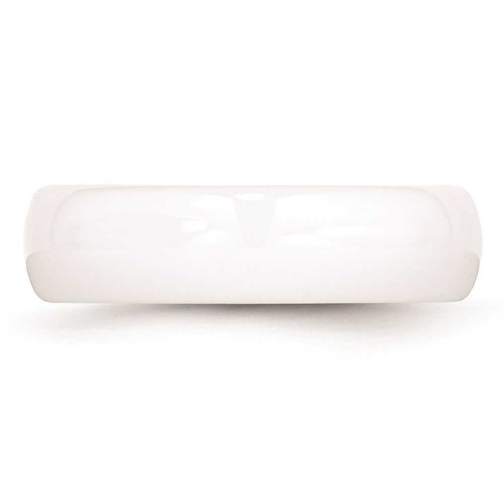 Joyería de moda unisex, anillo de cerámica blanca pulida de 6 mm marca Chisel