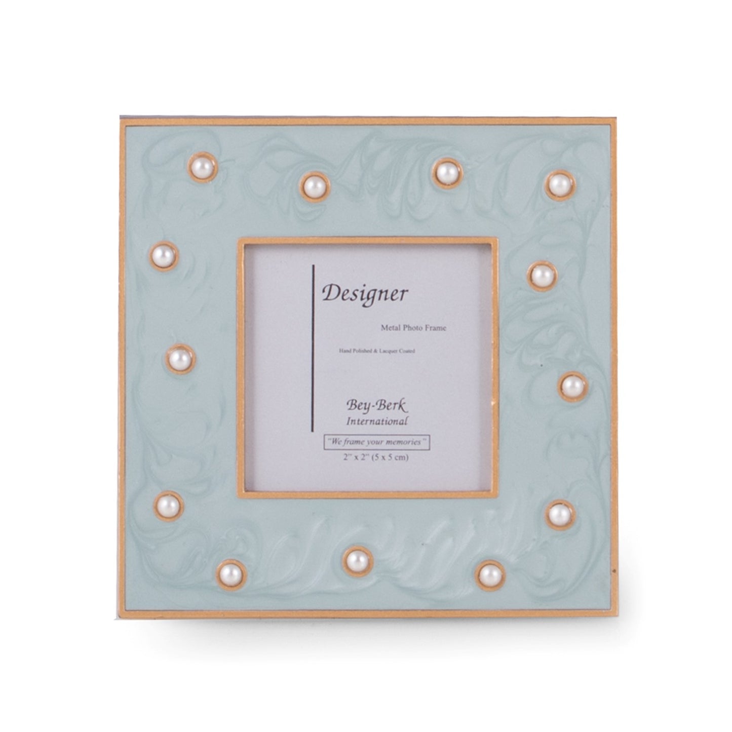 Occasion Gallery Blue Color Blue Enamel 2"x2" Picture Frame with Easel Back. 3.5 L x 0.25 W x 3.5 H in.