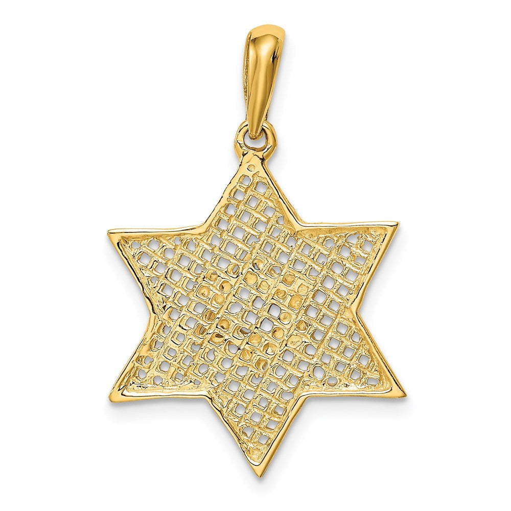 Million Charms 14K & Rhodium-plated Solid Polished Meshed Religious Jewish Star Of David Charm