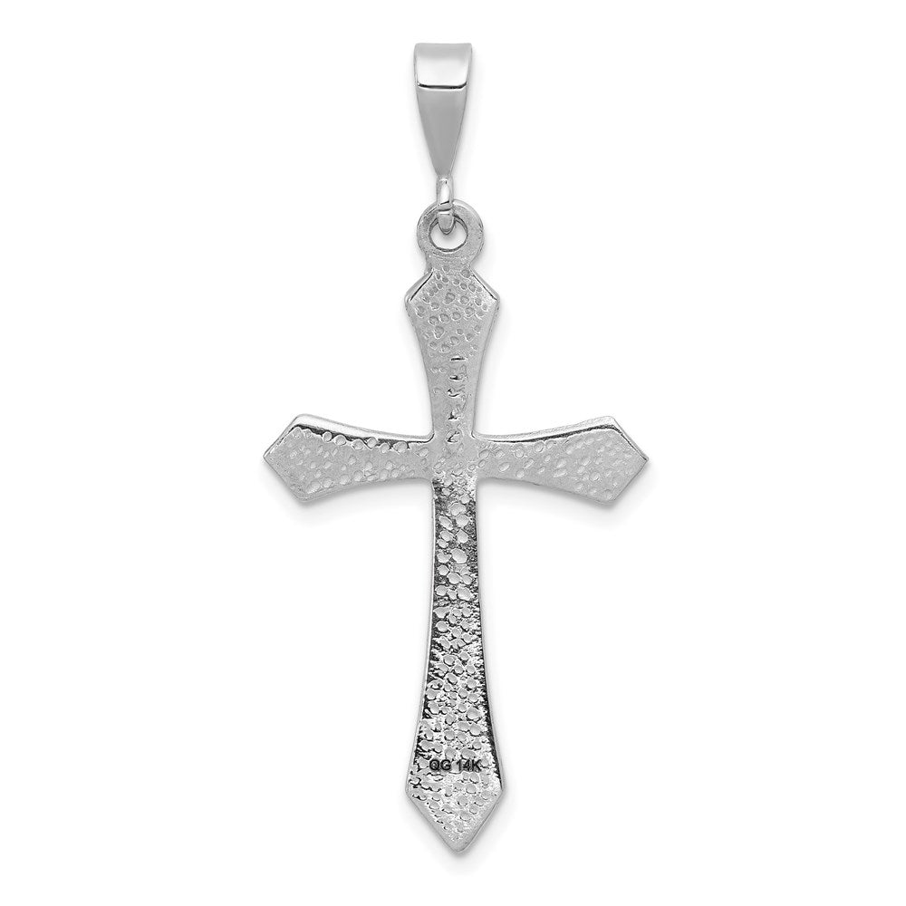 Million Charms 14K White Gold Themed Passion Relgious Cross Pendant