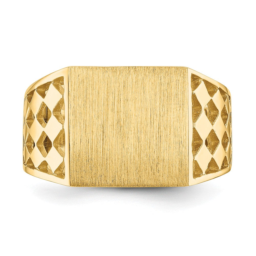 14k Yellow Gold 12.0x12.5mm Open Back Men's Signet Ring, Size: 10
