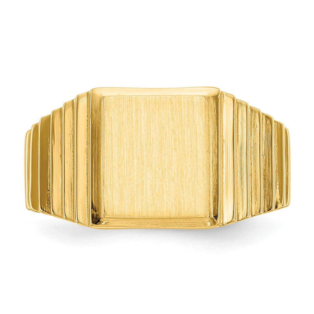 14k Yellow Gold 10.0x8.5mm Open Back Men's Signet Ring, Size: 10