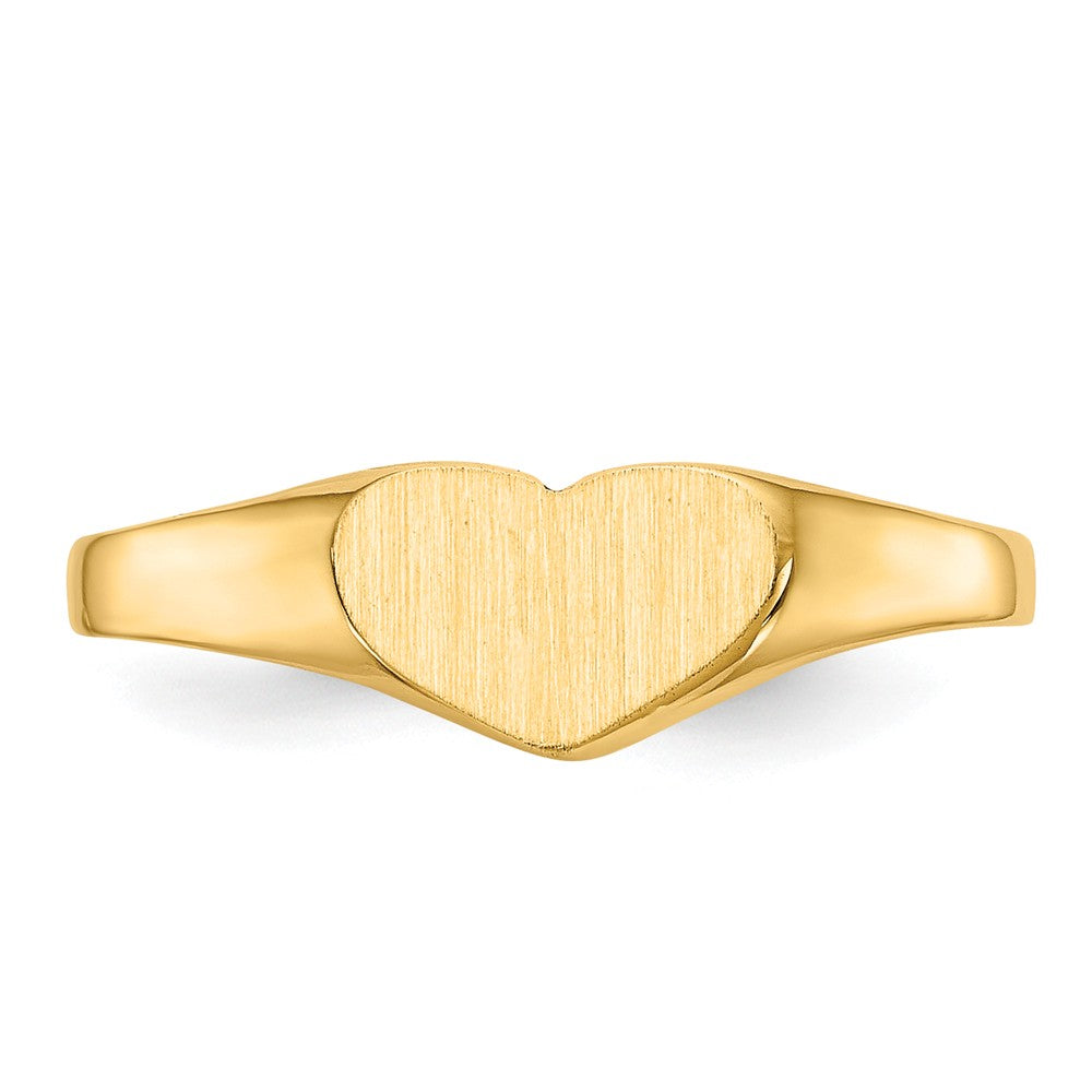 14k Yellow Gold 5.5x7.5mm Closed Back Heart Signet Ring, Size: 6