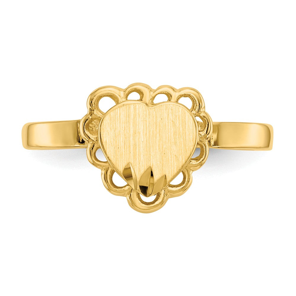14k Yellow Gold 6.5x7.0mm Open Back Heart Signet Ring, Size: 6