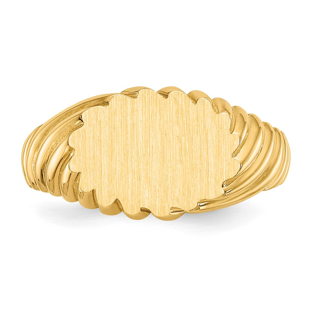 14k Yellow Gold 7.5x10.0mm Open Back Signet Ring, Size: 5