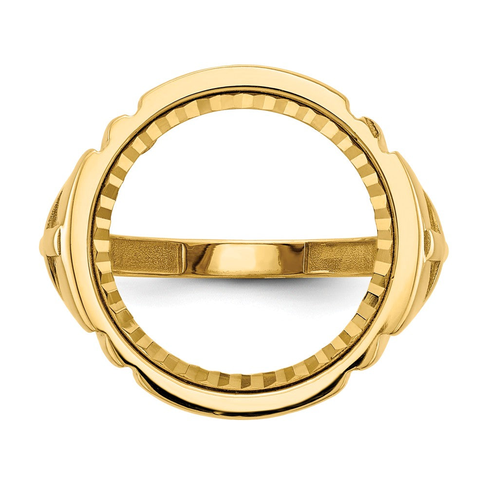 14k Yellow Gold 1/10AE Diamond-cut Coin Ring, Size: 10