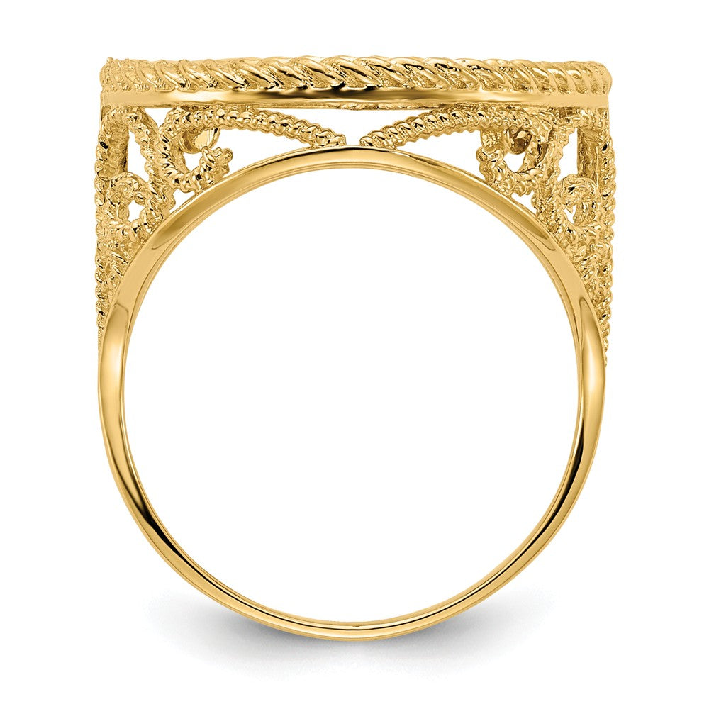 Anillo de moneda con corte de diamante 1/10AE en oro amarillo de 14k, Talla: 10