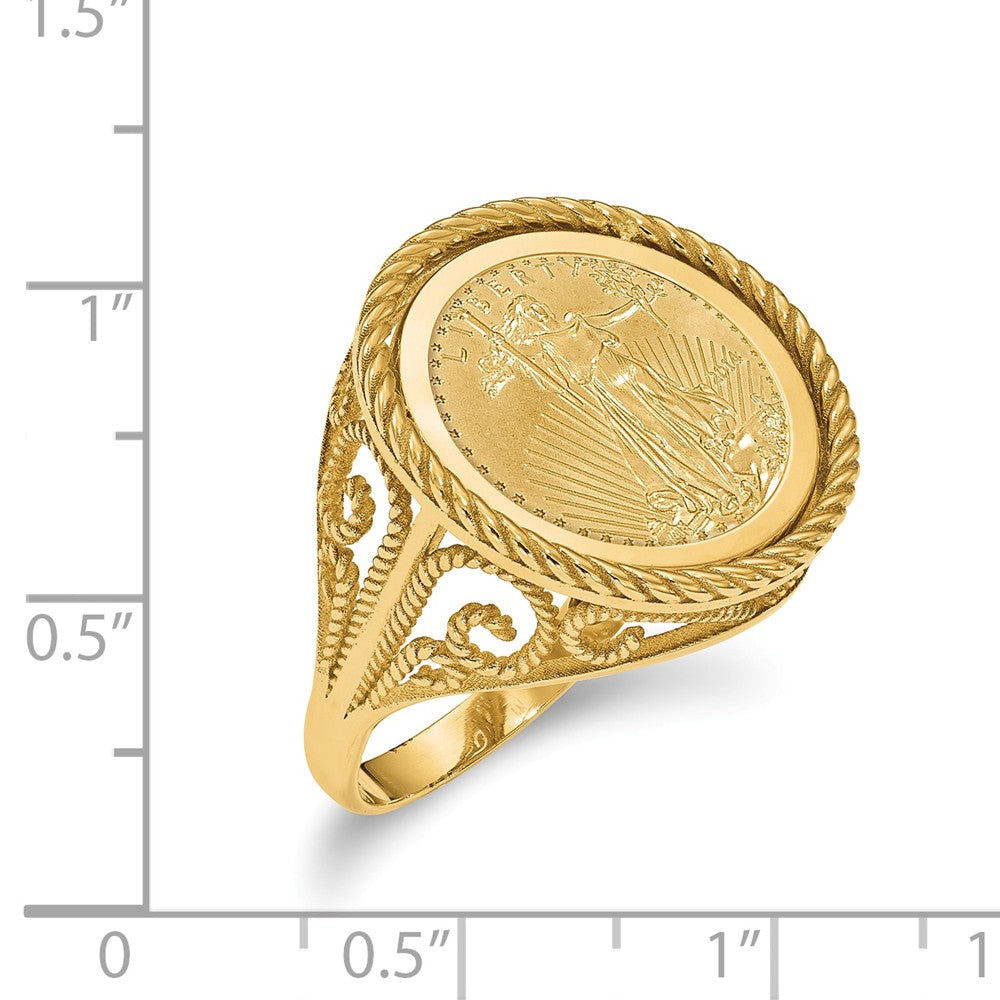 14k Yellow Gold 1/10AE Polished Coin Ring with coin, Size: 7