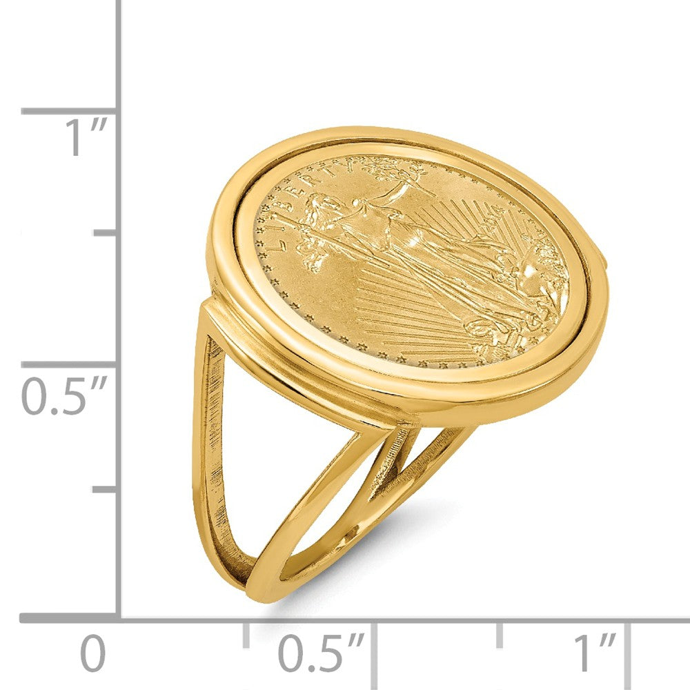 14k Yellow Gold 1/10AE Polished Coin Ring with coin, Size: 7