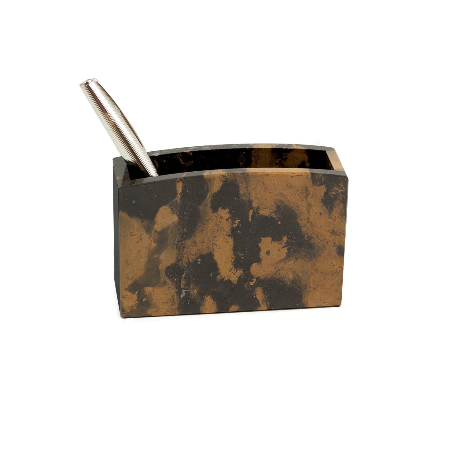 Occasion Gallery Marble Color "Tiger Eye" Marble Pen Cup. 4.5 L x 1.75 W x 3 H in.