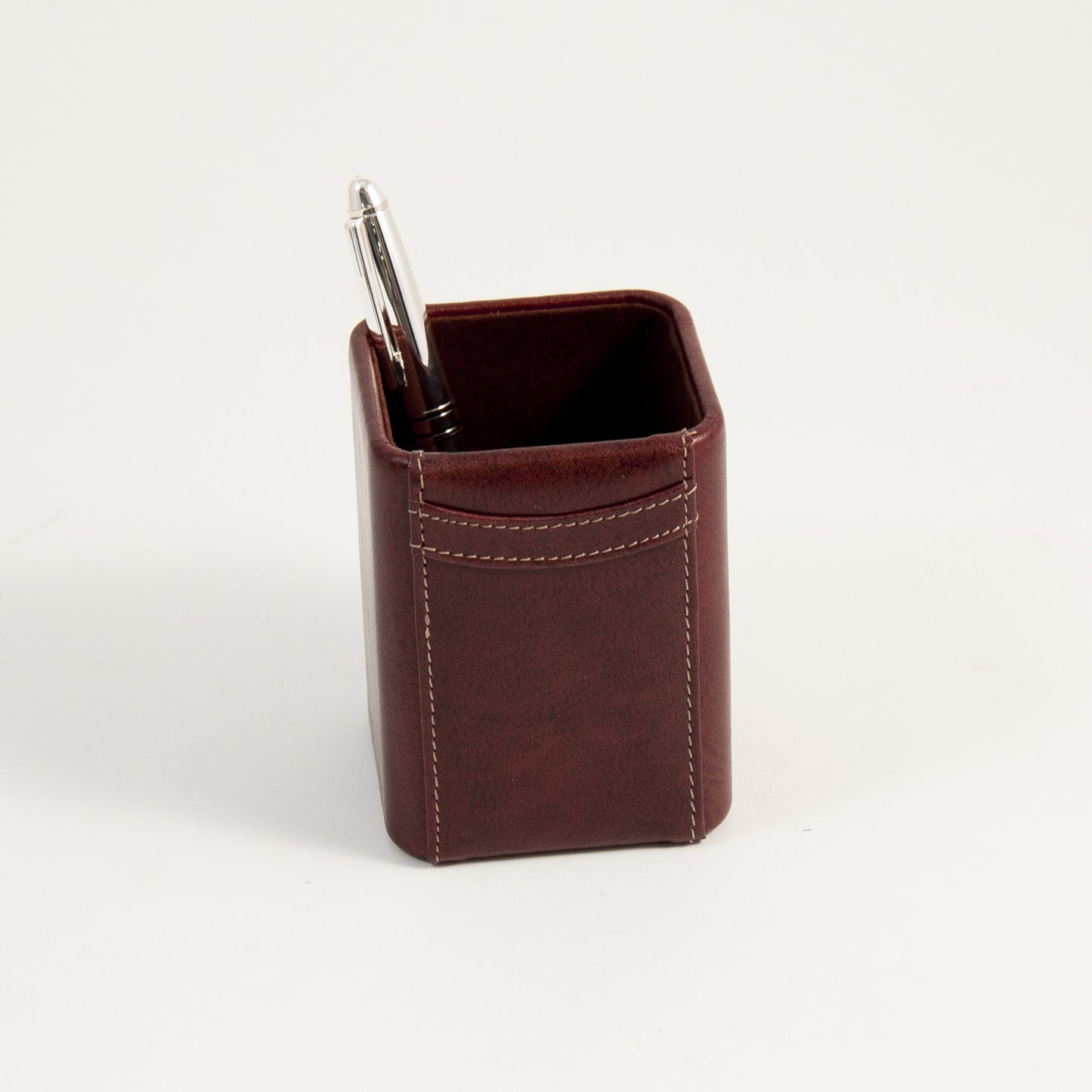 Occasion Gallery Tan Color Tan Leather Pen Cup. 3 L x 3 W x 4 H in.