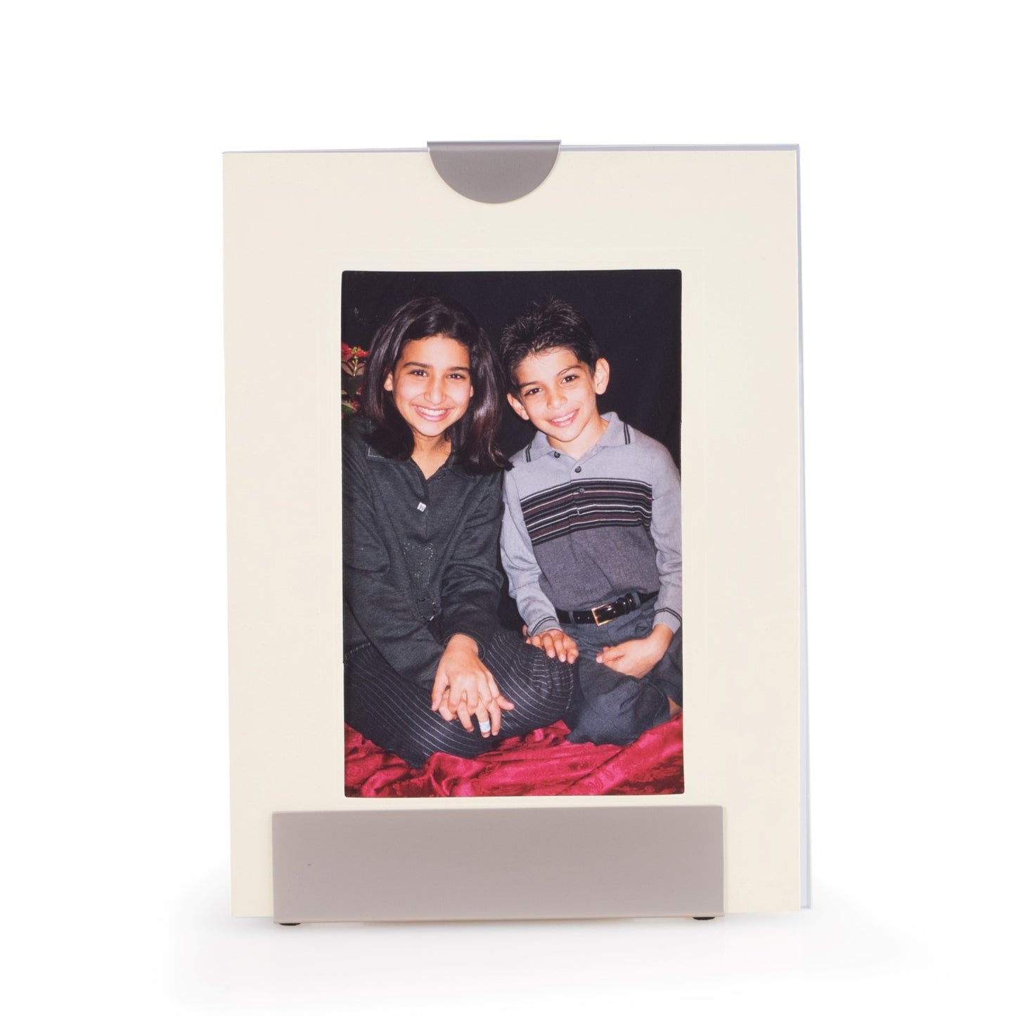 Occasion Gallery Silver Color Silver Plated with Pearl Finish 4"x6" Picture Frame. Displays Both Vertically and Horizontally. 6 L x 2 W x 8 H in.