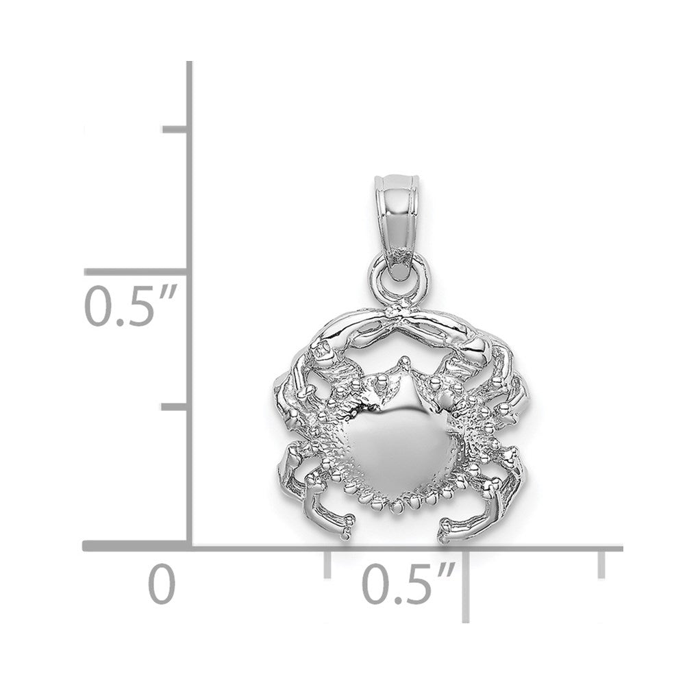 Million Charms 14K White Gold Themed 2-D White Crab Charm