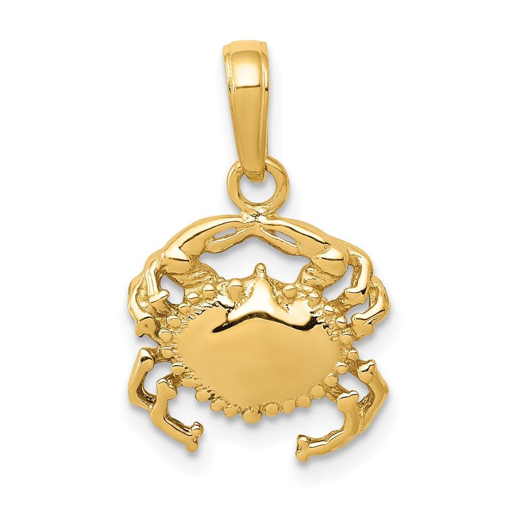 Dije de cangrejo Million Charms de oro amarillo de 14 K, con diseño calado, pulido y parte posterior abierta