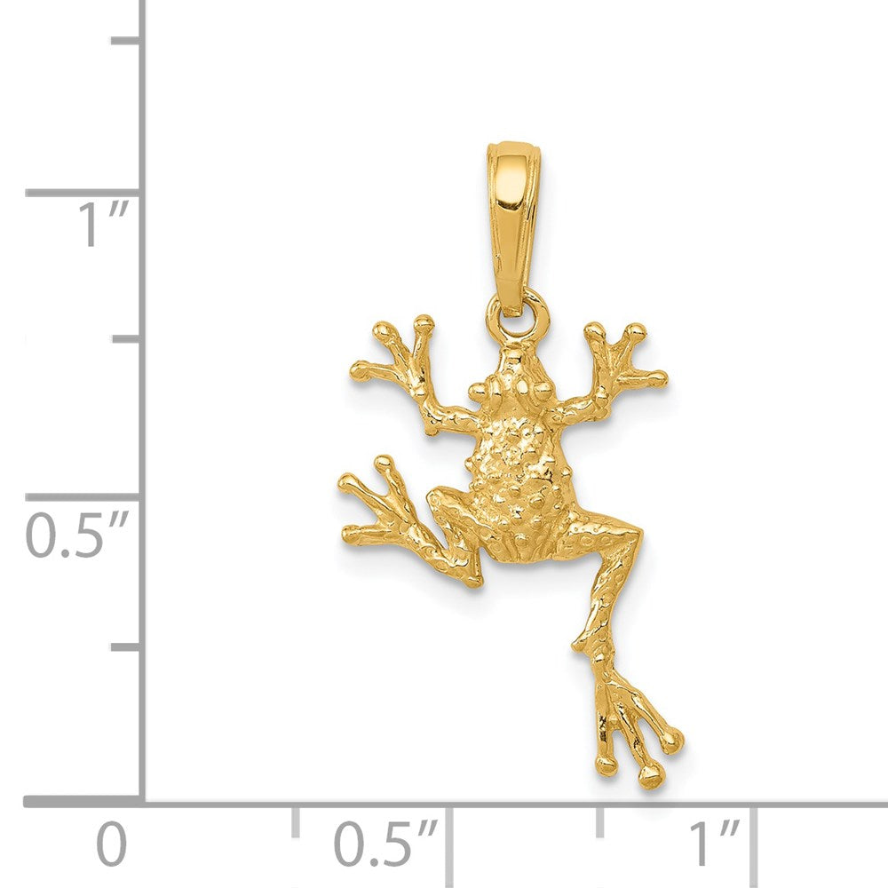 Million Charms 14K Yellow Gold Themed Solid Polished Open-Backed Frog Pendant