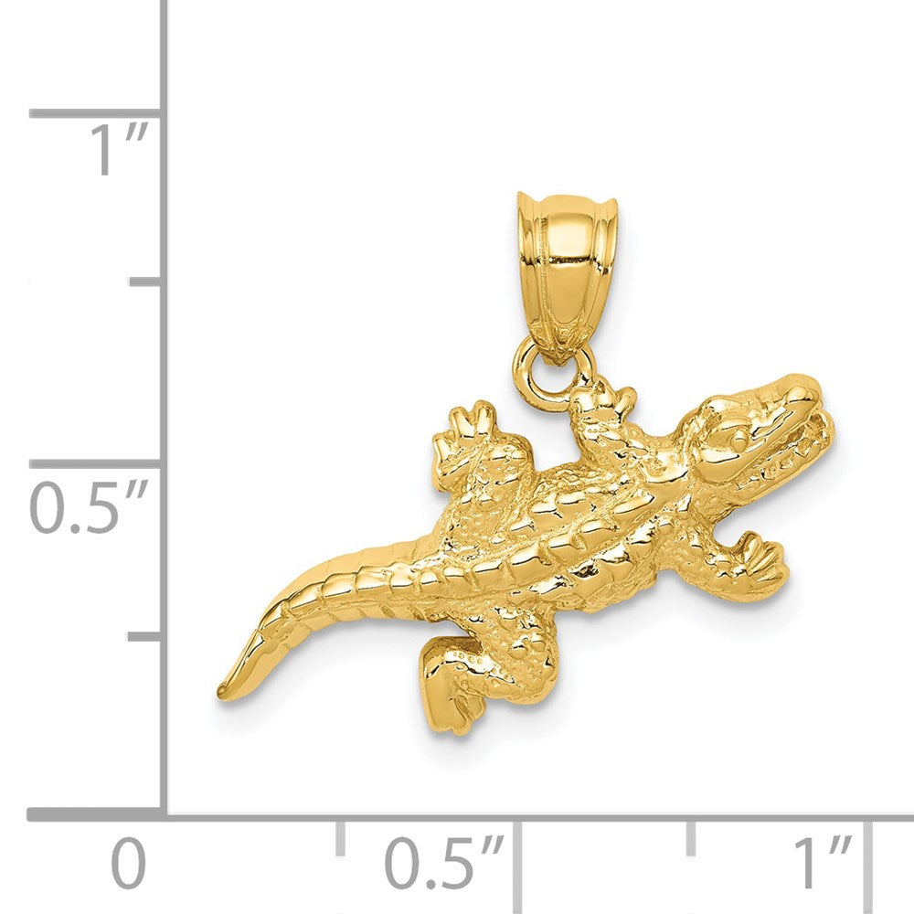 Million Charms 14K Yellow Gold Themed Solid Polished Open-Backed Crocodile Pendant