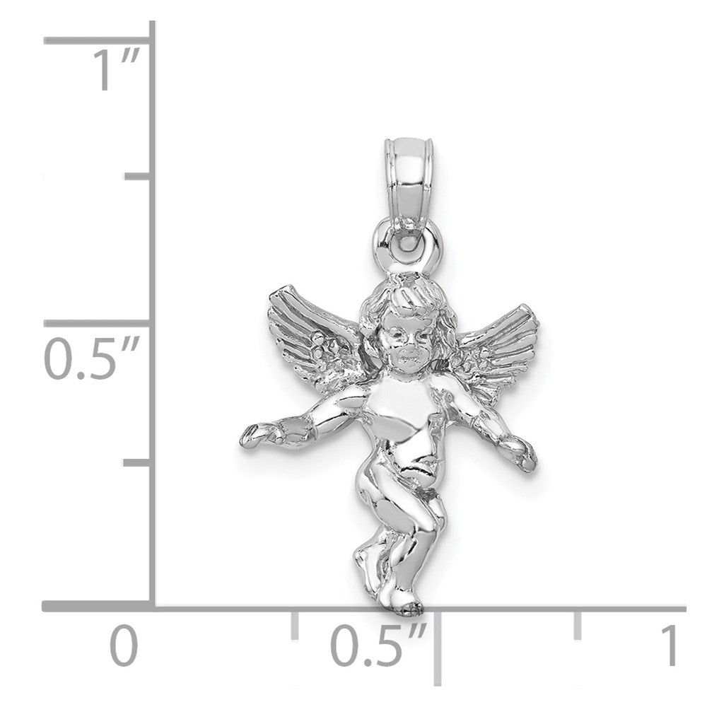 Million Charms 14K White Gold Themed Polished Solid Angel Pendant