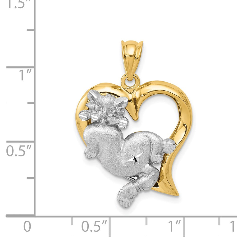 Million Charms 14K Two-Tone Cat In Heart Charm