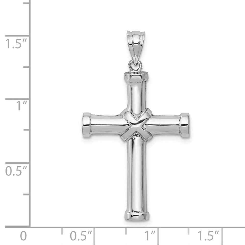 Million Charms 14K White Gold Themed Polished Relgious Cross Pendant