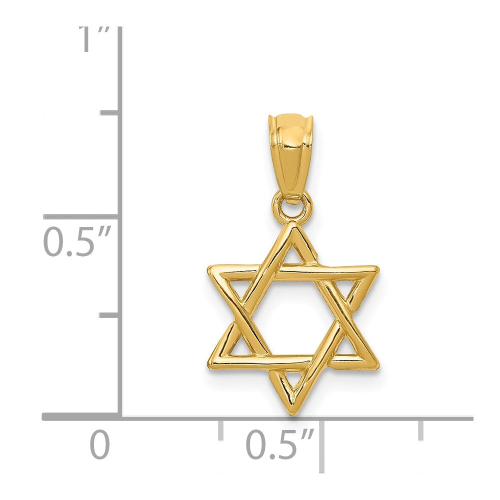Million Charms 14K Yellow Gold Themed Polished Religious Jewish Star Of David Pendant