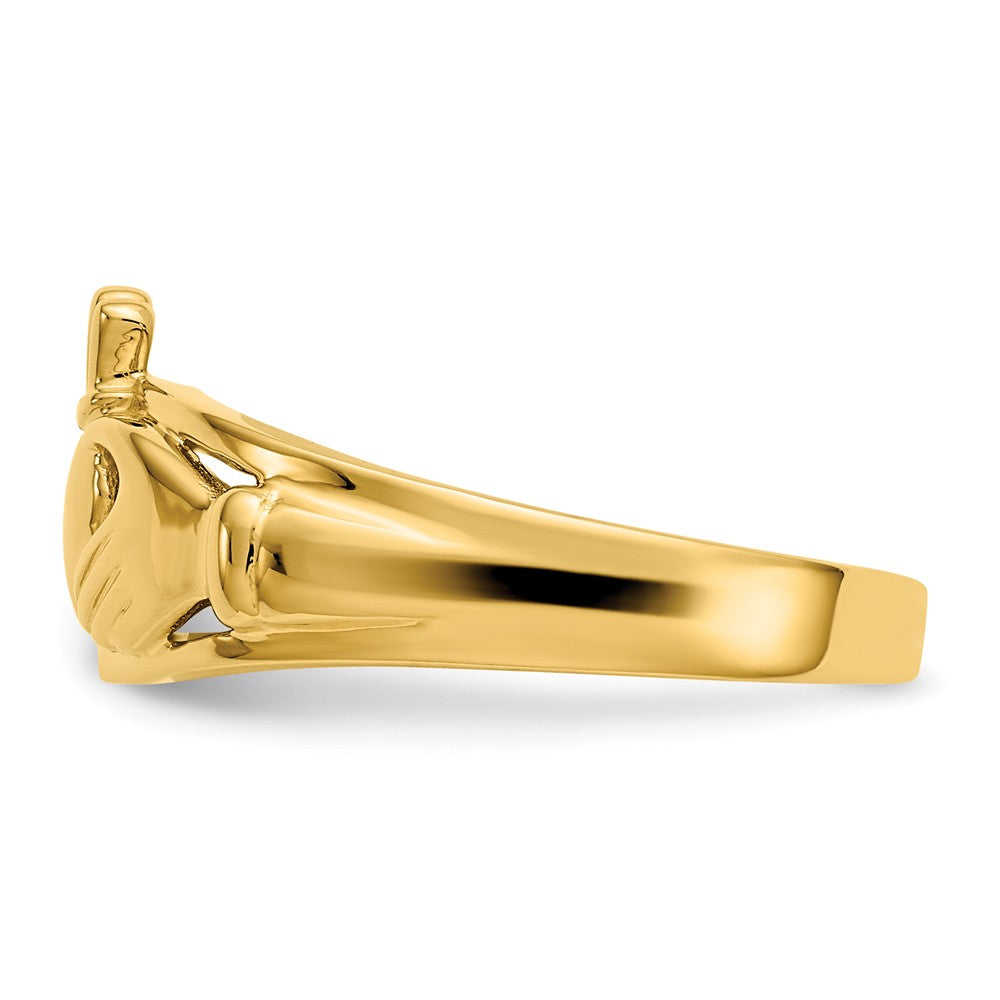 14k Yellow Gold Polished Ladies Claddagh Ring, Size: 7
