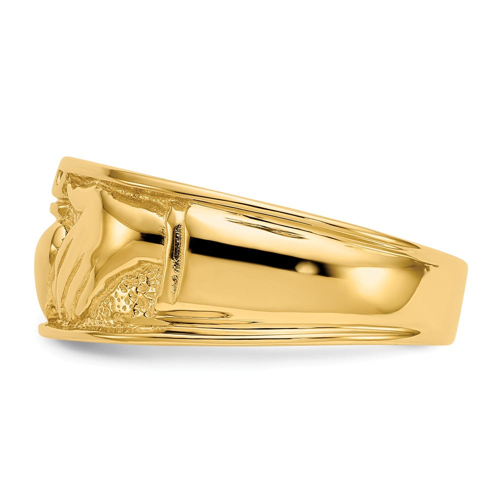 14k Yellow Gold Polished Men's Claddagh Wedding Band, Size: 10