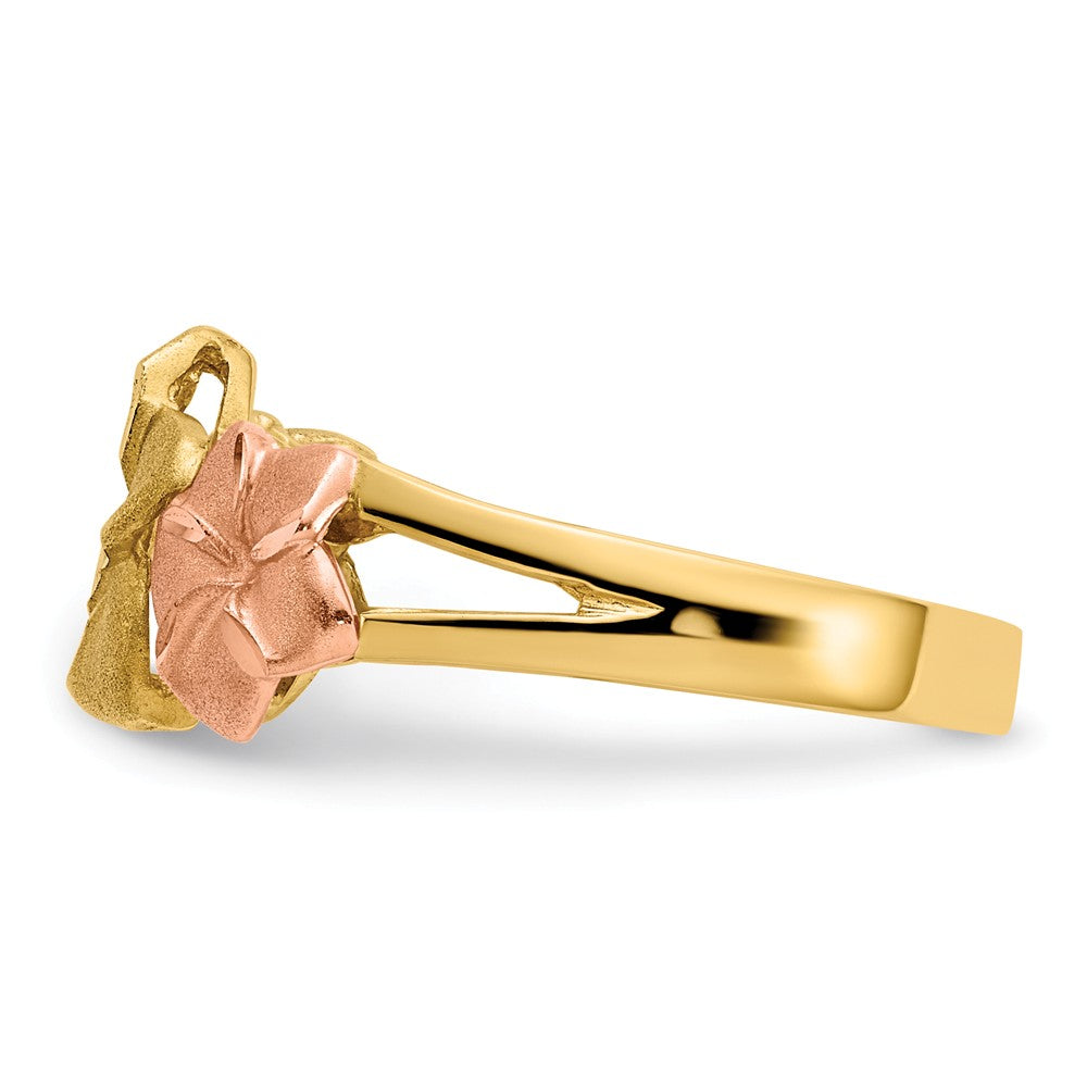 14k Tri-Color Gold Plumeria Ring, Size: 7.5