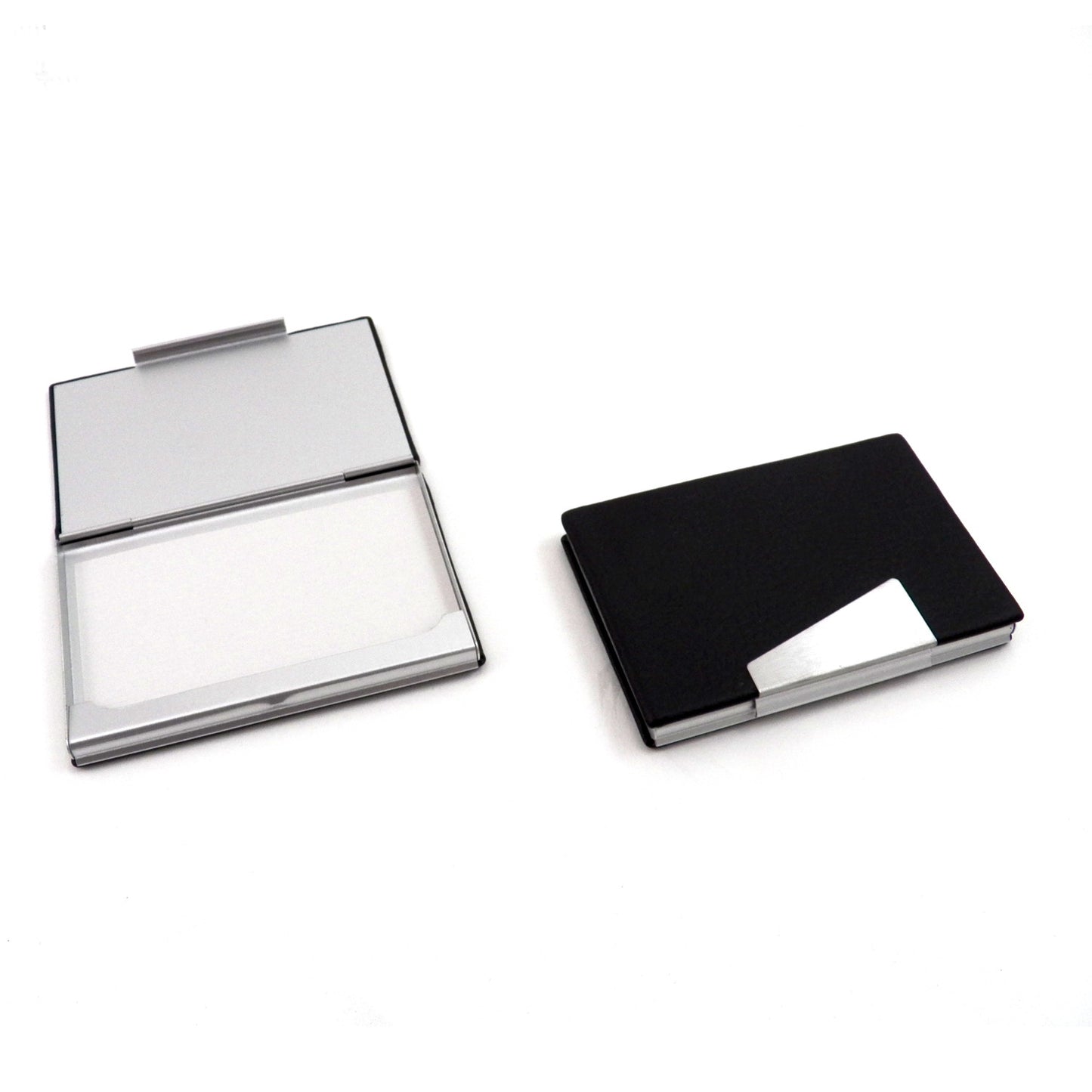 Occasion Gallery Brown Color Brown Leather Business Card Case with Aluminum Trim. 3.85 L x 2.5 W x 0.5 H in.