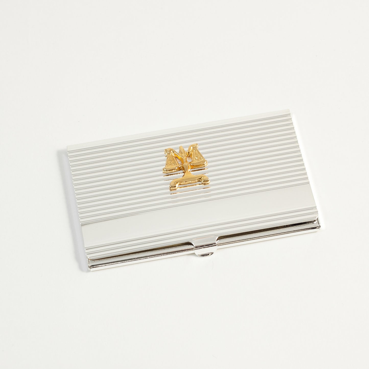 Occasion Gallery Silver/Gold Color Silver Plated Business Card Case with Gold Plated "Legal" Emblem. 3.75 L x 2.35 W x 0.25 H in.