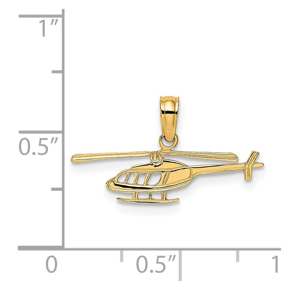 Dije de helicóptero temático de Million Charms en oro amarillo de 14 quilates