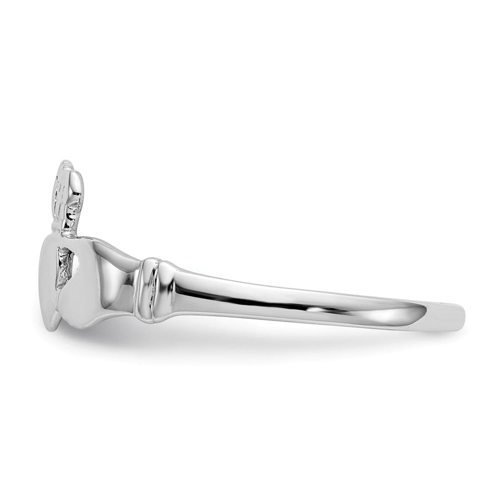 14k White Gold Ladies Claddagh Ring, Size: 6