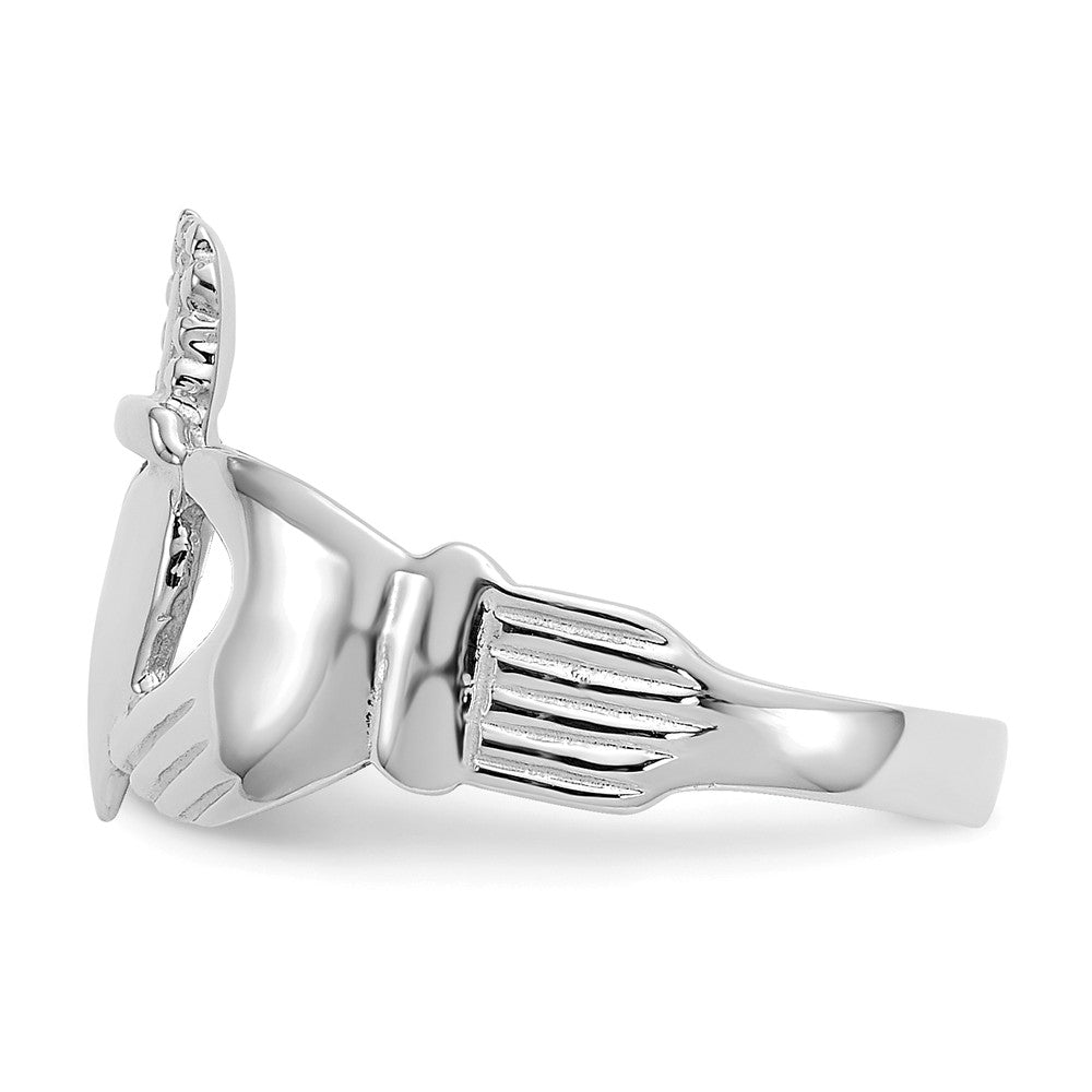 14k White Gold Ladies Claddagh Ring, Size: 5.5