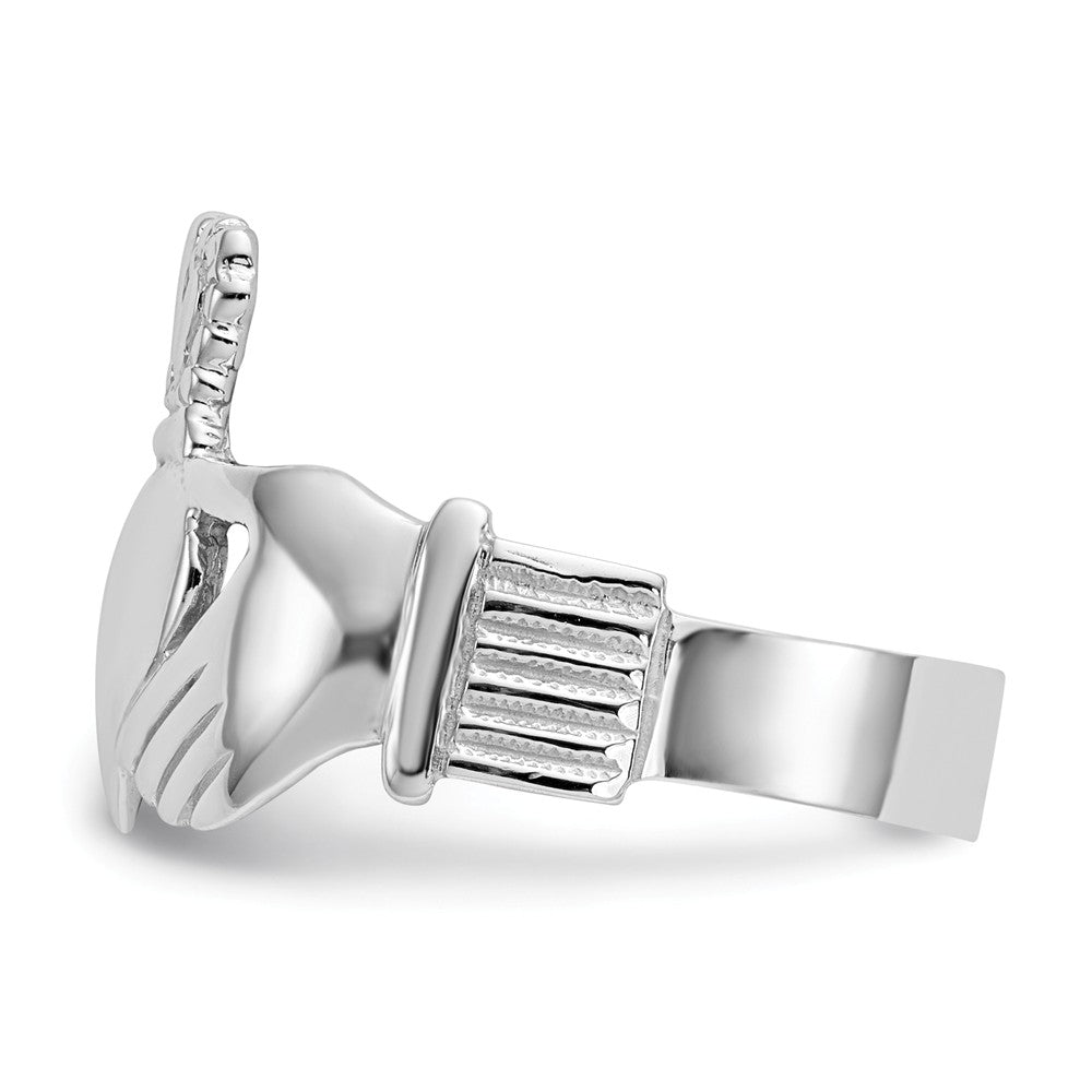 14k White Gold Men's Claddagh Ring, Size: 9