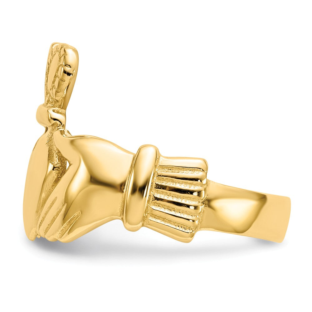 14k Yellow Gold Men's Claddagh Ring, Size: 10