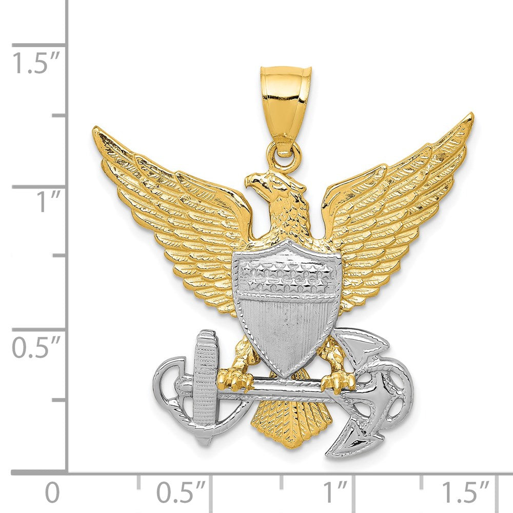 Million Charms 14K Two-Tone Us Navy Eagle Pendant