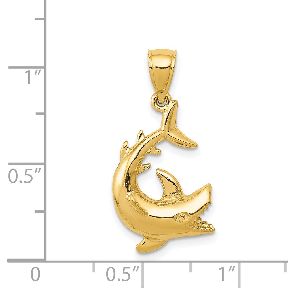 Million Charms 14K Yellow Gold Themed Shark Pendant